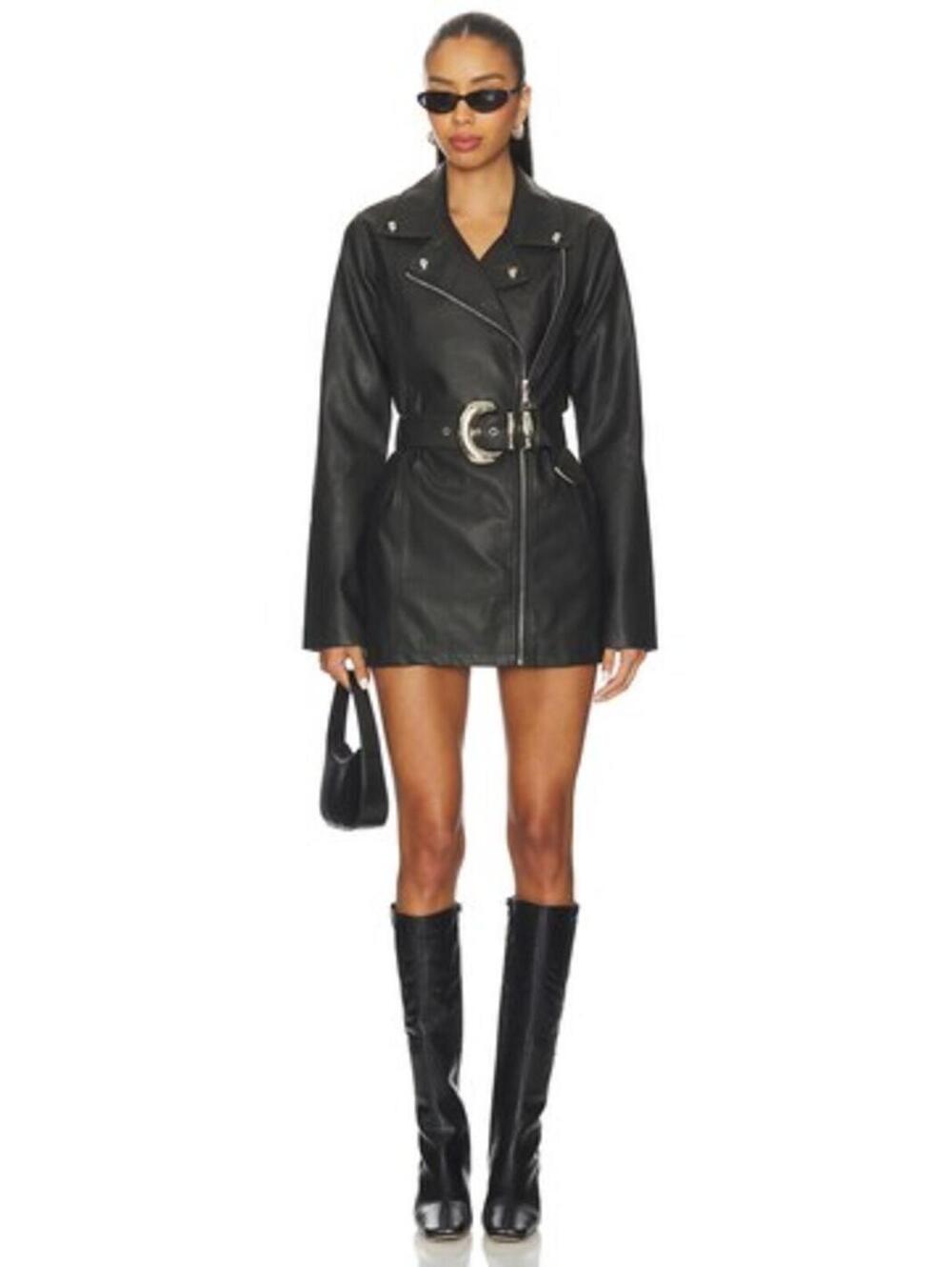 Show Me Your Mumu Stapleton Mini Dress in Caviar Faux Leather